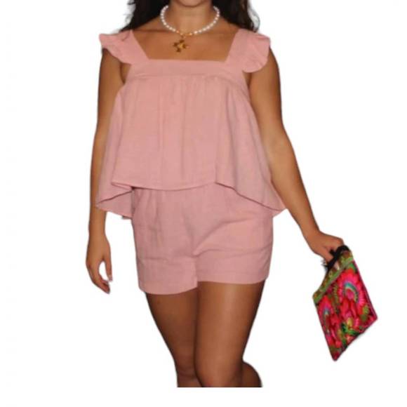 KARLIE Tops - NEW KARLIE stella solid gauze ruffle tank top in light pink